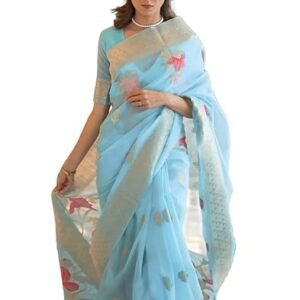 Womens Kanjivaram Banarasi Silk Saree Patola saree with Unstitched blouse piece