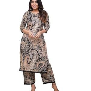 Women Viscose Printed Straight Kurta Pant Set