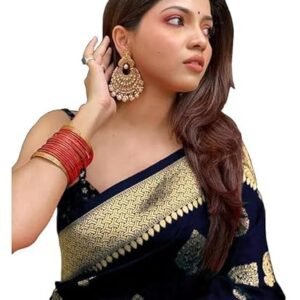 Women's Kanjivaram Art Silk Saree Soft Banarasi Style Sari With Blouse Piece For Wedding (Pari122-51)