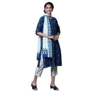 Women Cotton Straight Kurta Slim Pant Suit Set