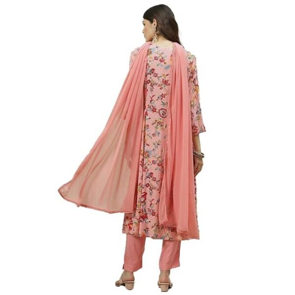 Women Cotton Anarkali Kurta Churidar Suit Set - Image 4