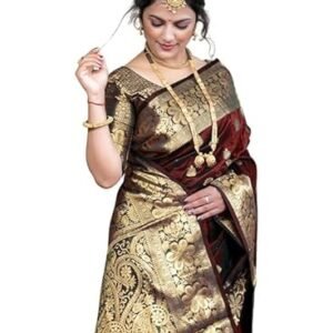 Women's Pure Soft Kanjivaram Silk Saree For Wedding Banarasi Style Sari With Blouse Piece (Vruksh-50)