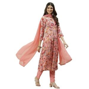 Women Cotton Anarkali Kurta Churidar Suit Set