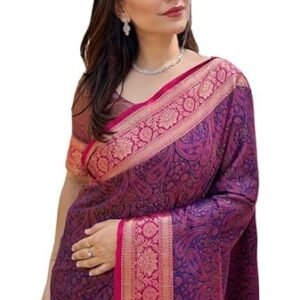 Women's Kanjivaram Pure Handloom Soft Silk Saree With Blouse Piece