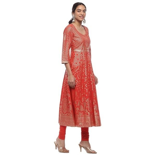 Women Cotton Printed Anarkali Suit Set - Image 4