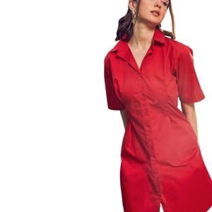 Sassafras Women's Poplin Shirt Above The Knee Casual Dress