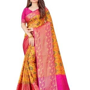 Women's kanjivaram banarasi silk saree for festival Wedding silk with rich pallu Design sarees for women with Unstitched blouse piece