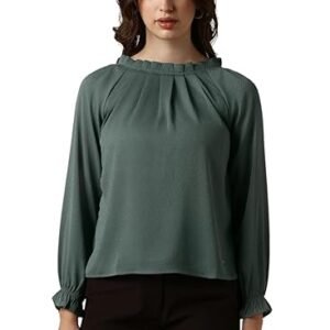 Polyester Regular Fit Full Sleeve Solid Closed Neck Formal Top