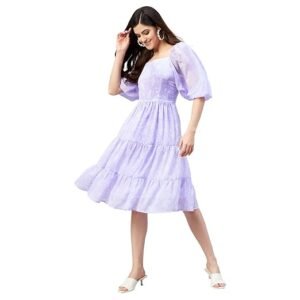 Women's Georgette Fit and Flare Knee-Length Dress
