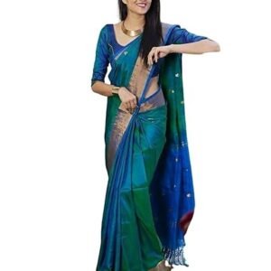 Women's Kanjivaram Woven Soft Silk Saree With Blouse Piece