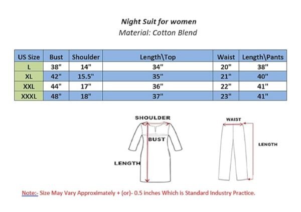 Women's Cotton Printed & Embroided Long Length Night Suit Set - Image 3