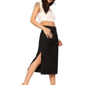Dolce Crudo Women's Regular Fit Mid Rise Midi Denim Skirt (DOSS23DEN09-12-522-38, Peacock Blue, 38)