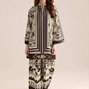 Modestouze Attires Cord Set for Women Stylish - Poly Rayon Long Sleeves Turkish Co Ord Set Mandarin Neck Floral Print Western Co Order Sets for Womens Wear as Office Coat, Travel Coord