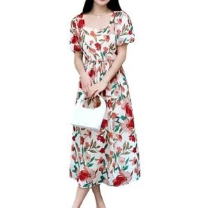 Rayon Fit and Flare Below The Knee One Piece Dresses for Women | Dress