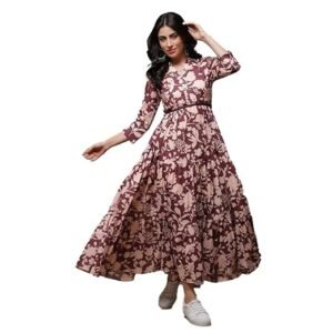 Women Cotton Tiered Printed Maxi Dress