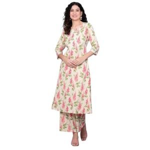 idaLia Womens Ethnic Wear Multicolor Printed Cotton Kurta Set for Women Fashion