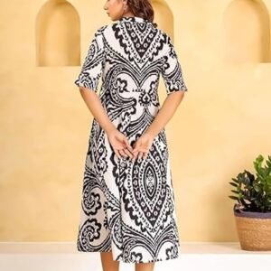 Fashion Summer Dress for Women | Short One Piece A-Line Midi Dress | Lightweight Vacation Wear & Daily Casual Outfit