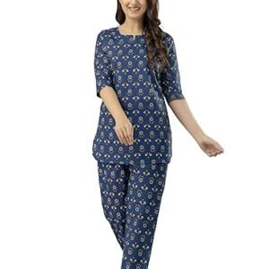 Women's Pure Cotton Night Suit | Booti Floral Print | Soft & Stylish Sleepwear Set | Comfortable Pajama & Top