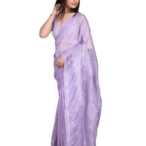 Embroidered Shimmer Net Saree