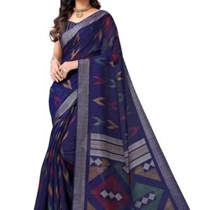 Women's Tassel & Printed Cotton Saree with Blouse