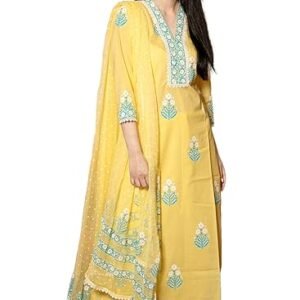 Women's Rayon Viscose Printed Straight Kurta with Pant & Dupatta