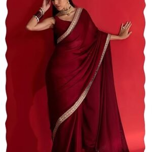Women's Satin Solid Saree With Unstitched Blouse