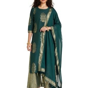 Women Straight Cotton Straight Kurta Palazzo Suit Set