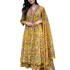 GoSriKi Women's Rayon Viscose Printed Anarkali Kurta