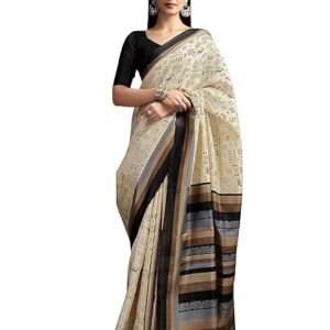 Bhagalpuri Silk Warli Printed Saree With Unstitched Blouse Piece