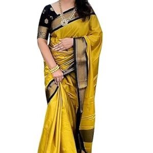 Women's Kanjivaram Soft Lichi Silk Saree With Blouse Piece