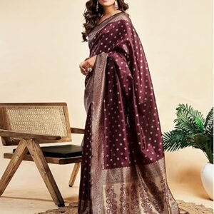 Women's Banarasi Soft Silk Saree Pure Silk with Unstitched Blouse Piece