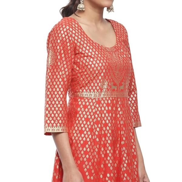 Women Cotton Printed Anarkali Suit Set - Image 2