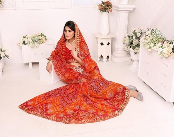 Women's Woven Latest Georgette Saree with Lace and Blouse Material - Image 6