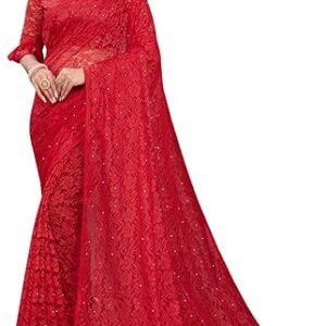 women's net saree Embellished fancy saree