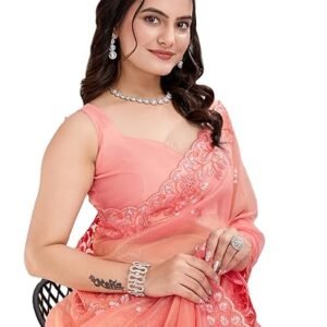 VAIRAGE Women Beautiful Soft Twill Net Floral Pattern Embroidery Saree