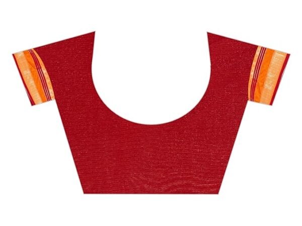 Women's & Girl's Kota Doria Cotton Saree With Blouse Piece - Image 6