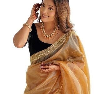Women's Shimmer Net Saree | Sequence Embroidery Saree With Unstitched Blouse Piece