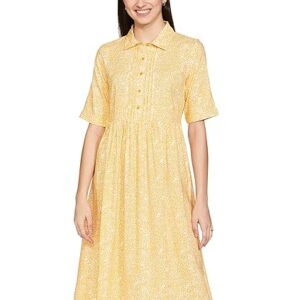 Symbol Women's Rayon Fit and Flare One Piece Midi Length Dress