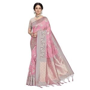 Cotton Woven Banarasi Silk Saree With Unstitched Blouse (KALPANA)