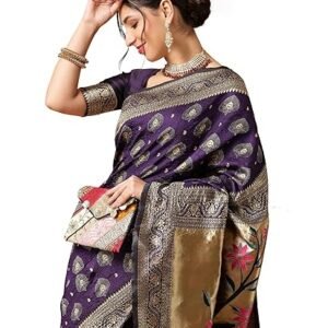 Women's Paithani Silk Blend Woven Saree With Blouse Piece